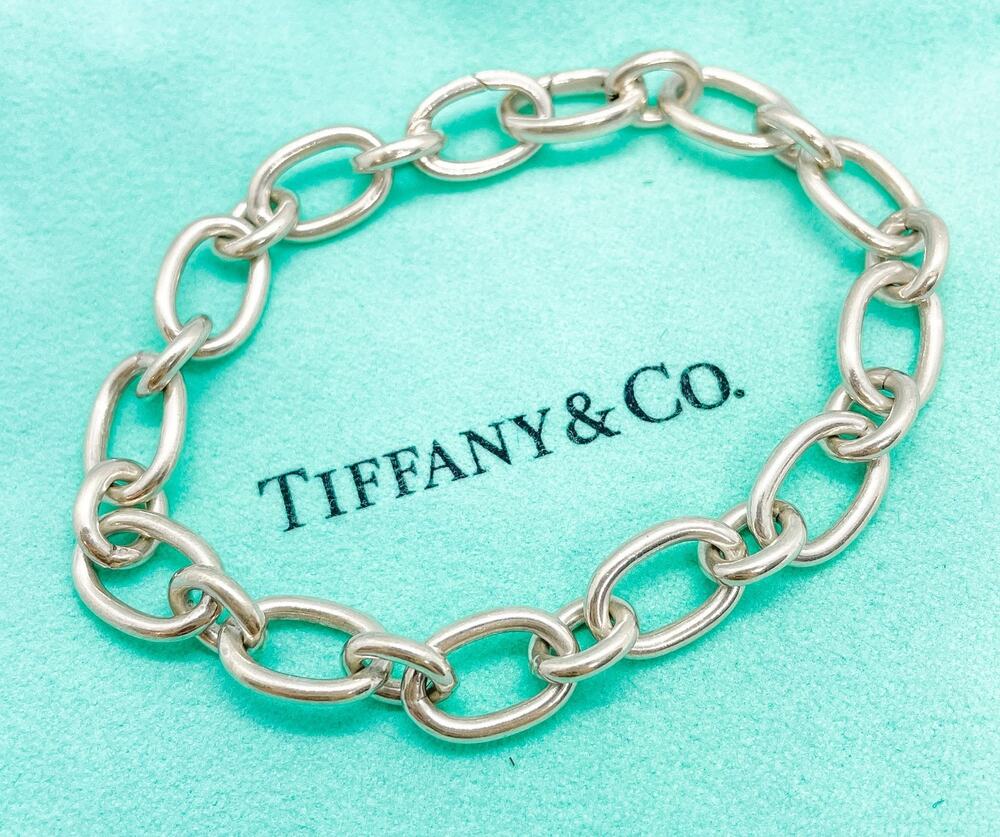 Tiffany & Co. Sterling Silver Oval Link Bracelet for Charm 7"